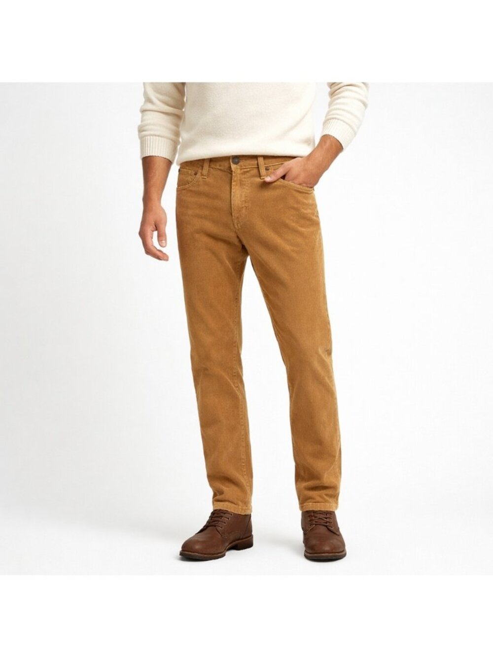 AG Adriano Goldschmied Everett Slim Straight Corduroy Pants Mens 31x34 Tan Brown